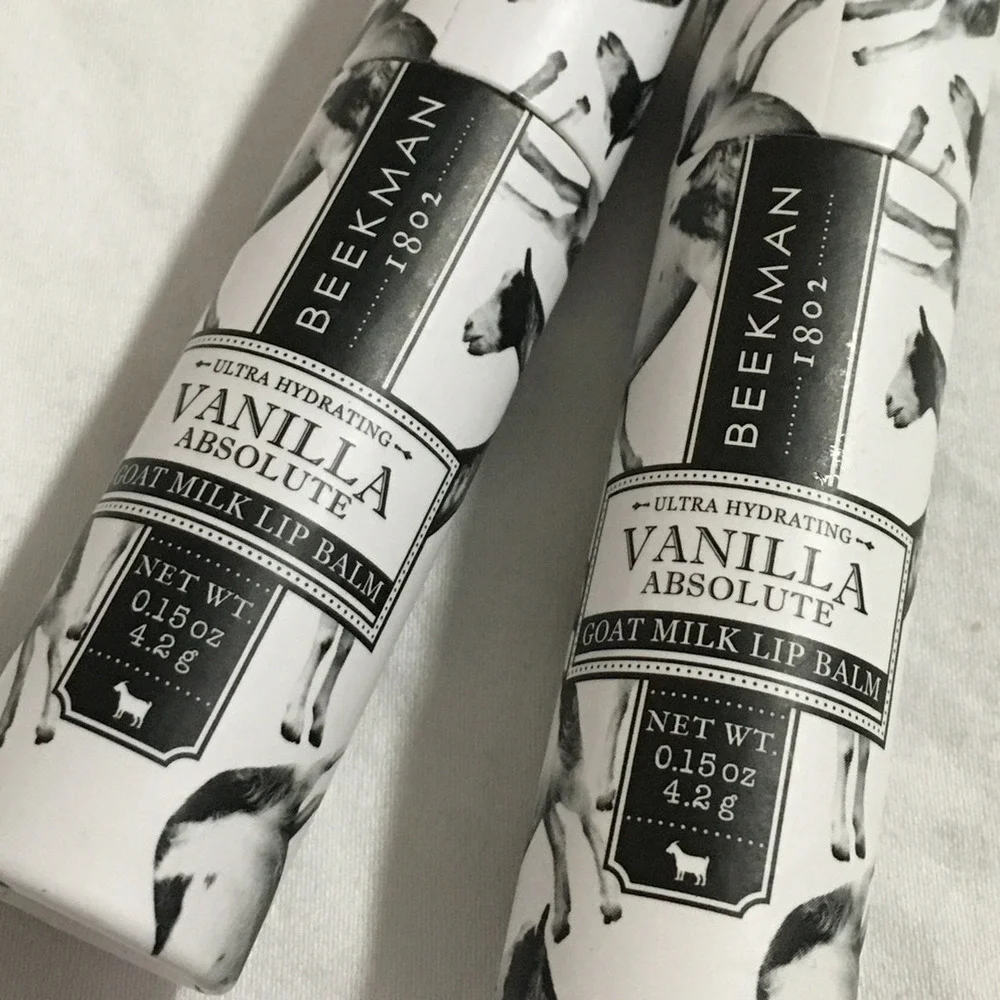 (2) Beekman 1802 Vanilla Absolute Lip Balm .15 oz Goat Milk Made in the USA